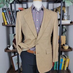 VTG Jos A Bank GORDON Mens Sport Coat Two Button Herringbone Silk Wool Linen 40R